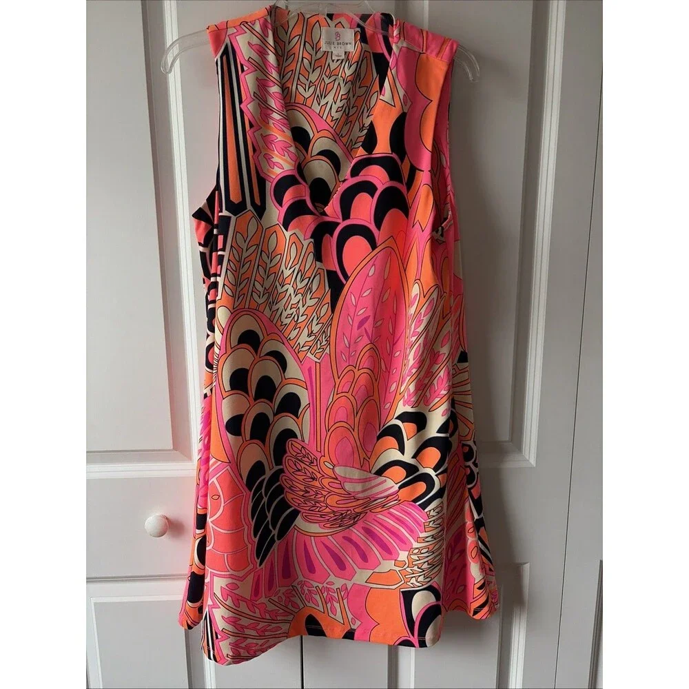 Julie Brown Livie Shift Sleeveless Dress Bright Vivid Multicolor Women’s Large - Picture 2 of 5